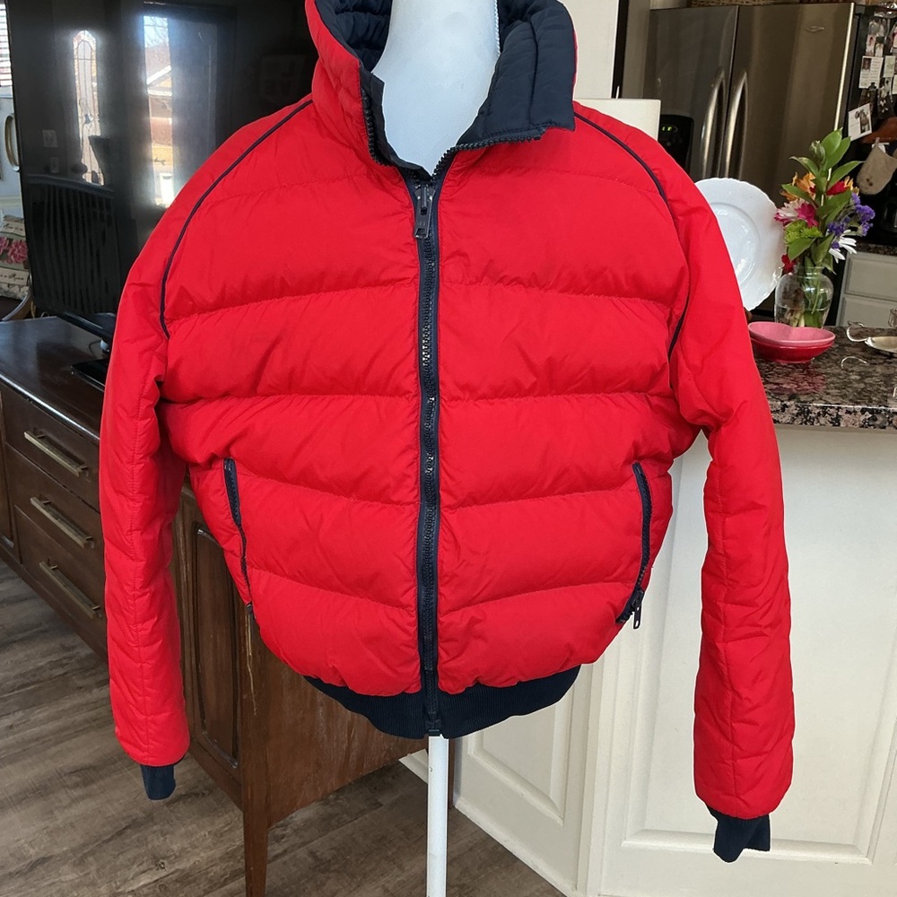 Vintage 80s ROFFE Men's Ski Jacket Red Black Winter Puffer Coat Size Large USA